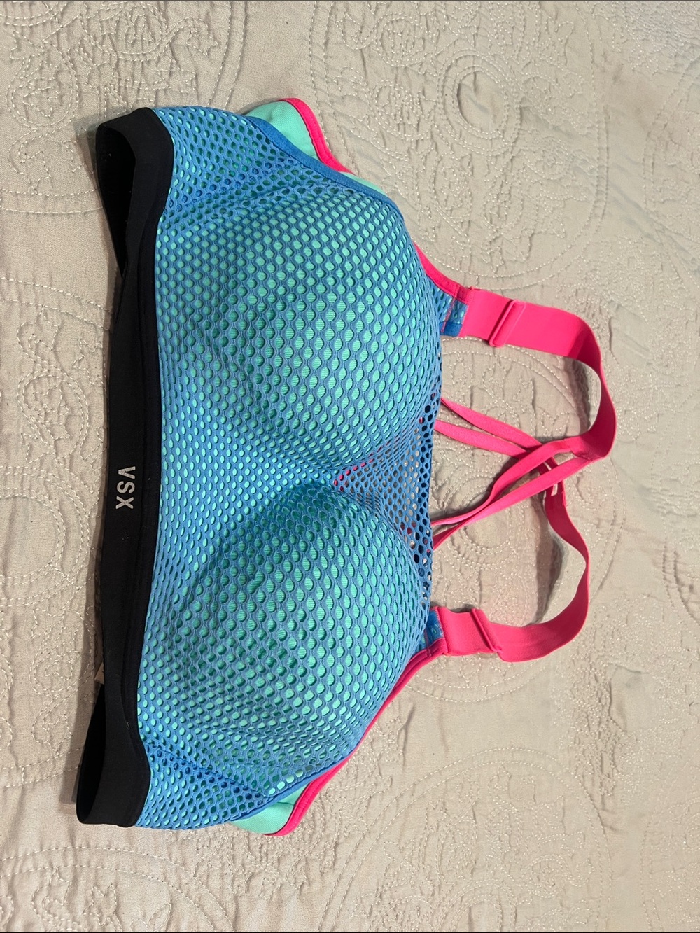 VSX Blue & Pink Mesh Sports Bra